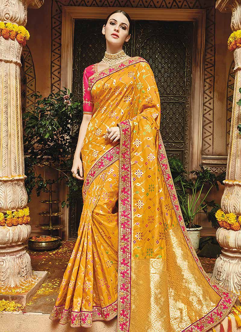 Yellow Pure Banarasi Silk Saree with Rich Zari Weaving